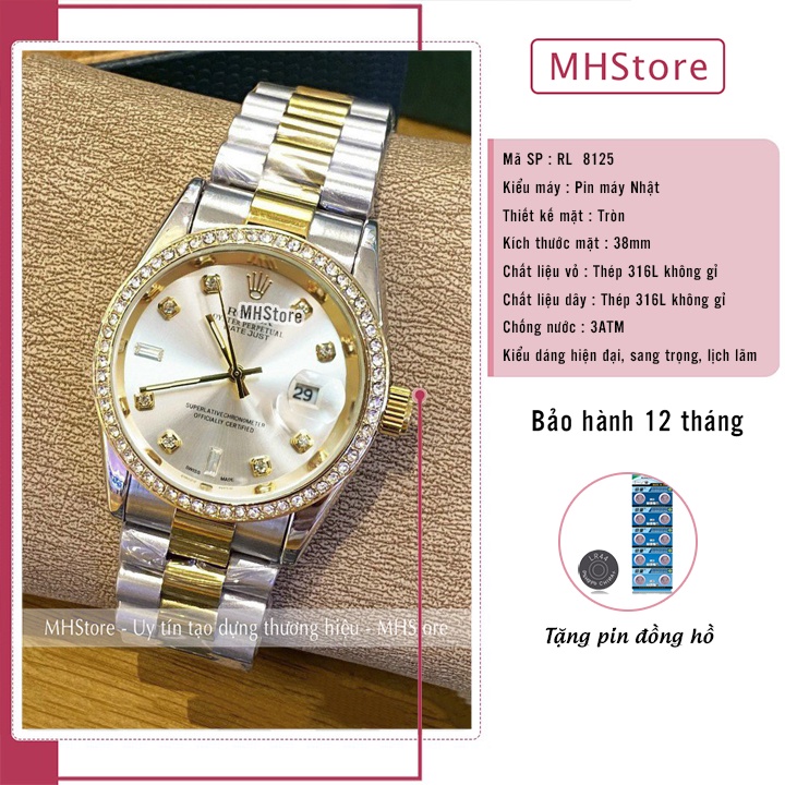 Đồng hồ nam RL 8125 dây thép không gỉ, tích hợp lịch ngày, chính hãng đẹp giá rẻ sang trọng lịch lãm [Tặng thêm pin] | BigBuy360 - bigbuy360.vn