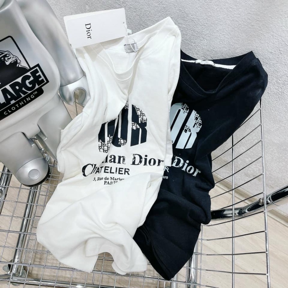 ÁO PHÔNG NỮ TRƠN CHỮ D.I.O.R THỔ CẨM FROM RỘNG