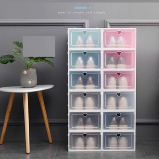 Sét 10 Hộp Đựng Giày Nắp Nhựa Cứng Trong Suốt , Tủ Giày Lắp Ráp Thông Minh