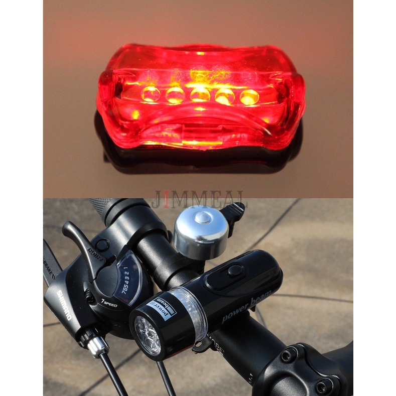 Bộ Đèn Pin Xe Đạp Và Đèn Chiếu Hậu Power Beam 5 LED WJ-101 Gắn Tay Lái Xe Đạp