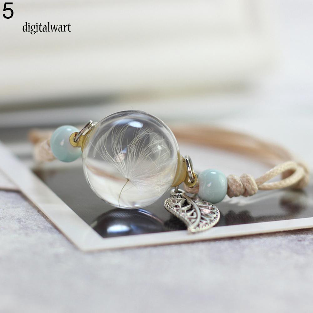 Vòng tay thiết kế phối mặt hình quả cầu thủy tinh chứa hoa lá nhẹ nhàng dễ thương cho nữ | BigBuy360 - bigbuy360.vn