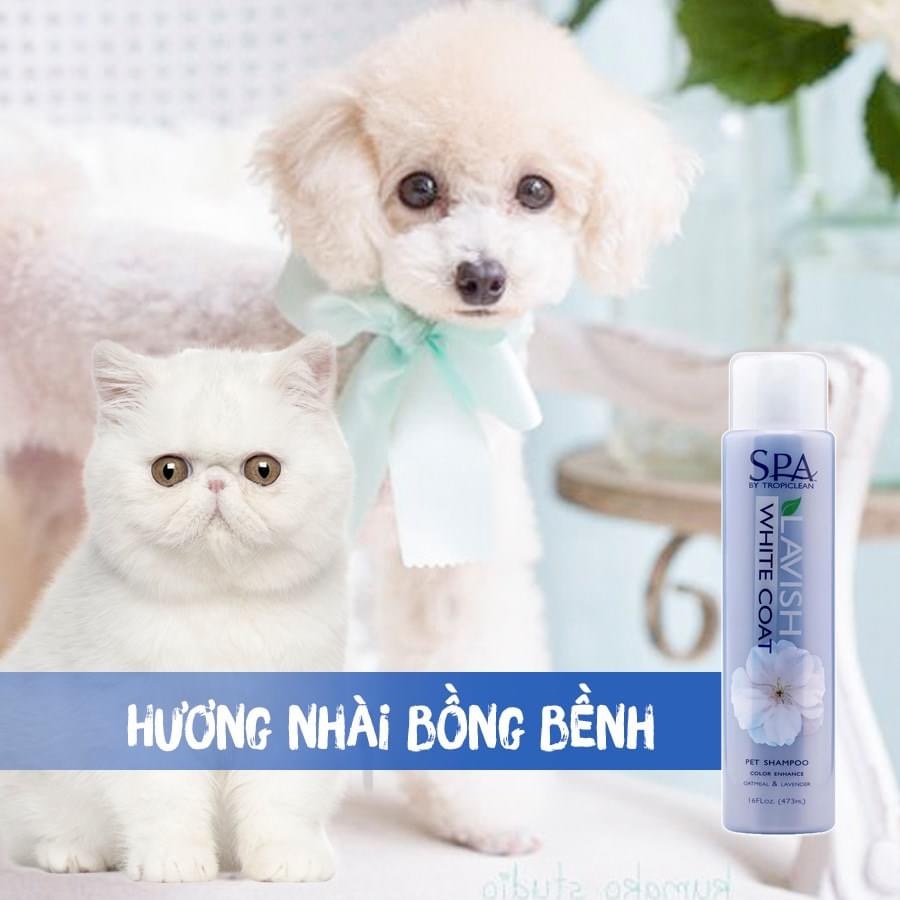 TROPICLEAN - SỮA TẮM DƯỠNG LÔNG TRẮNG CHO THÚ CƯNG - DẦU GỘI THÚ CƯNG LÔNG TRẮNG Spa White Coat Shampoo