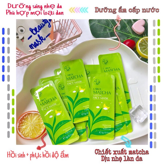 🎀📛🎊 Mặt nạ ngủ matcha nội địa Trung - hãng Laikou ( Hàng Có Sẵn ) 🎊📛🎀