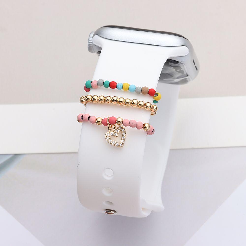 Bộ 3 Dây Đeo Tay Chuỗi Hạt Nhiều Màu Sắc Trang Trí Cho Apple Watch