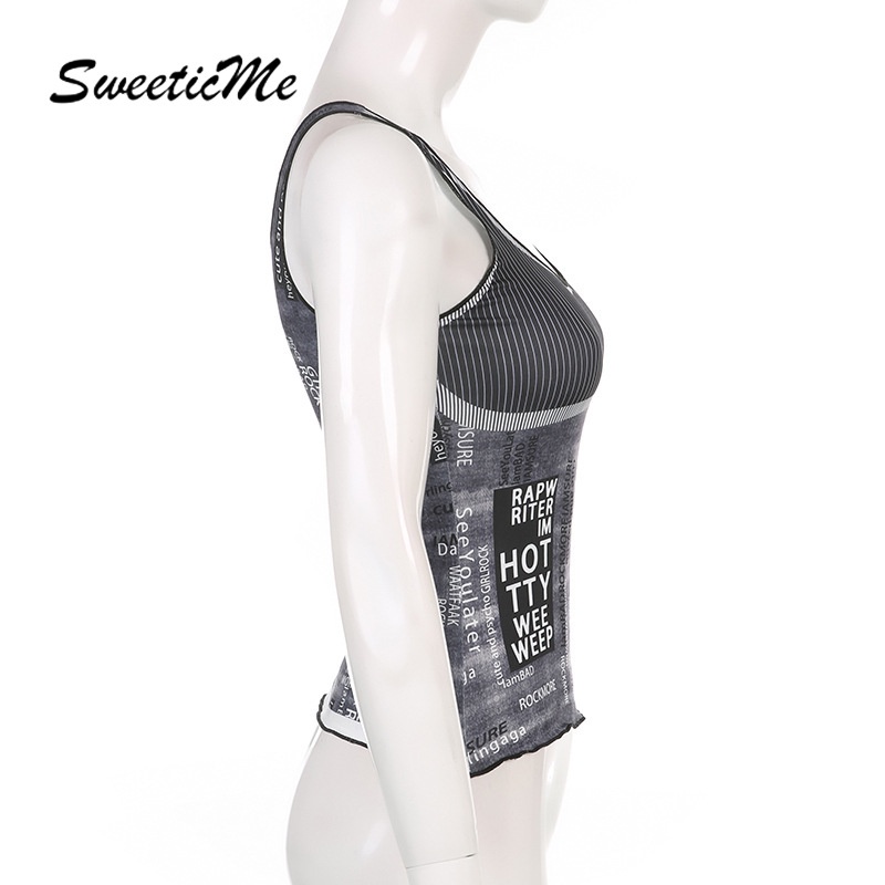 Áo Tank Top Màu Sắc Tương Phản In Họa Tiết Thời Trang SweeticMe   Cho Nữ