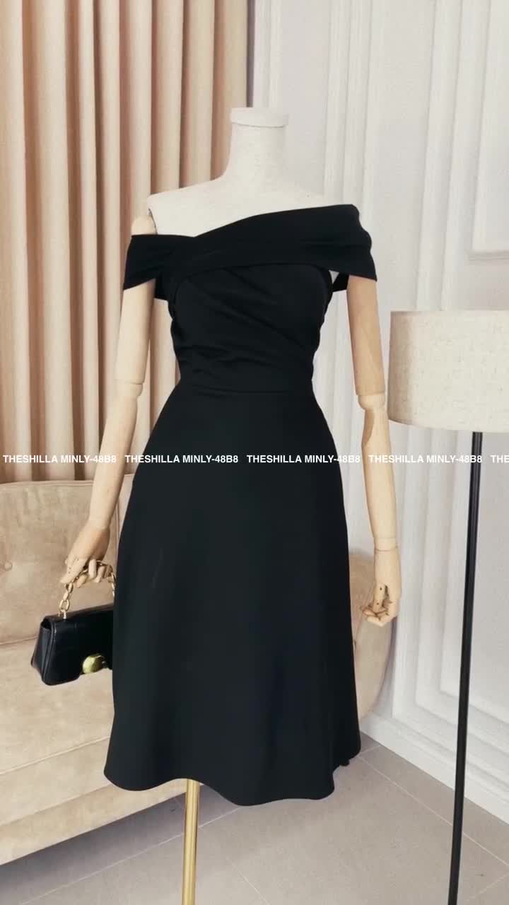 Váy thiết kế cao cấp màu đen lệch vai fom dài sang trọng [ Có video + Ảnh thật ] The Shilla - Minly-48B8 | BigBuy360 - bigbuy360.vn