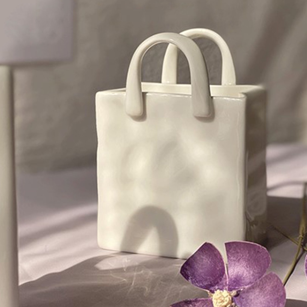 [Fenteer1] Lọ Hoa Khô Bằng Gốm Hình Túi Xách Trang Trí Phòng Khách