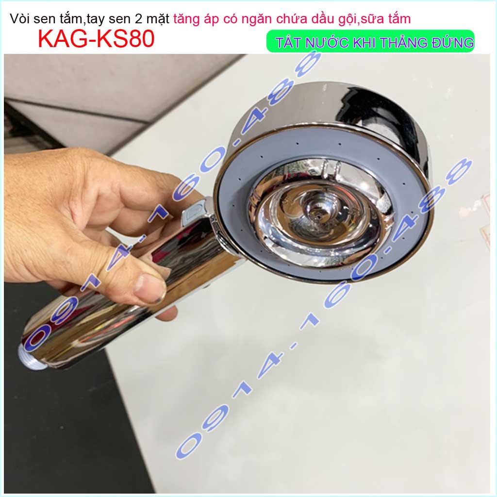 Vòi sen 2 mặt phun sương-tia sen tắm KAG-KS80 (không dây), bát sen tắm đa năng sen tắm kết hợp sử dụng tinh dầu