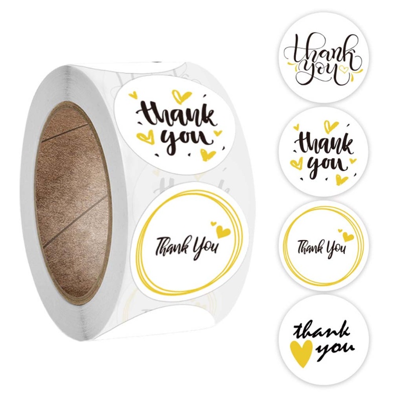 Bộ 500 Miếng Dán Hình Tròn In Chữ Thank You Dùng Để Trang Trí Gói Quà