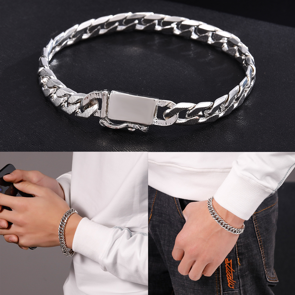 Vòng tay thời trang bằng kim loại 10mm cho nam & nữ