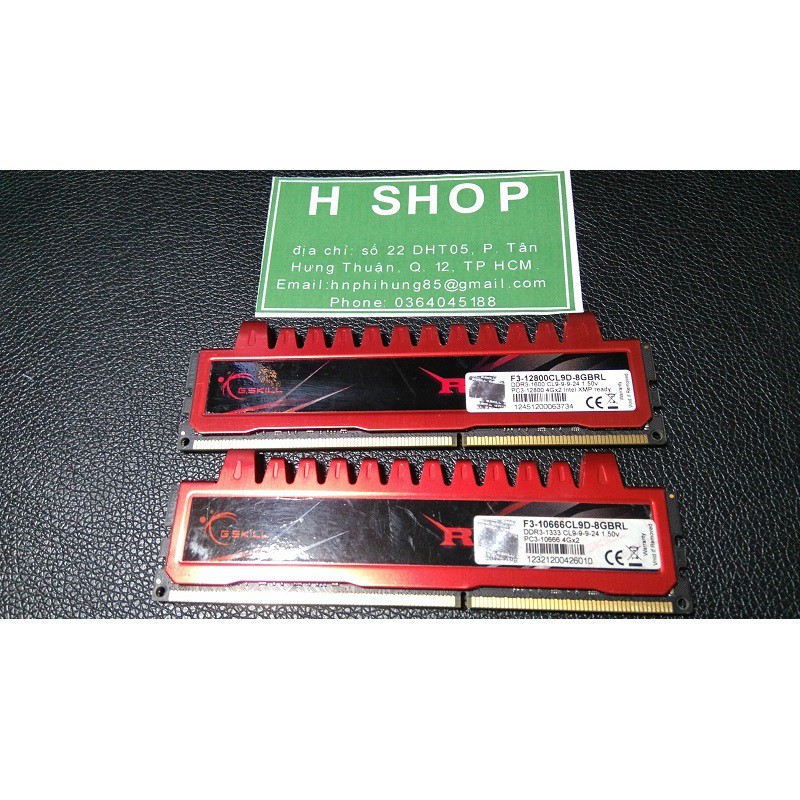 Ram tản nhiệt 8Gb DDR3 bus 1600 - 12800s (Kit 2x4gb), ram bộ hiệu GSKILL - RIPJAWS, tháo máy chính hãng, bảo hành 3 năm