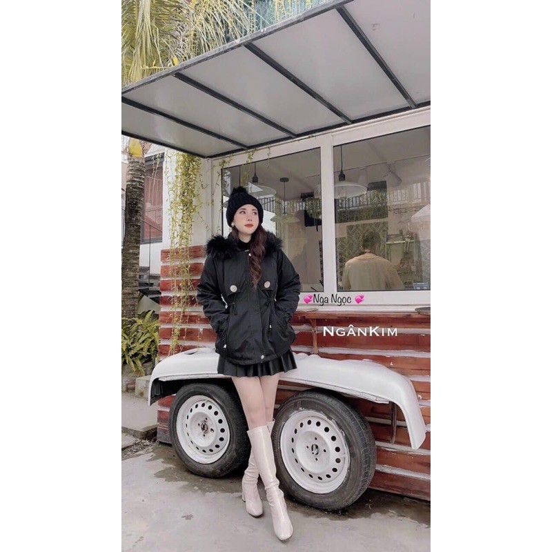 Áo khoác parka mũ lông cúc to quảng châu