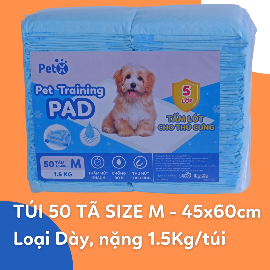 Miếng tã lót khay vệ sinh lồng chuồng, sàn xe cho chó mèo, thú cưng siêu thấm hút (bán lẻ từng tấm) PetX