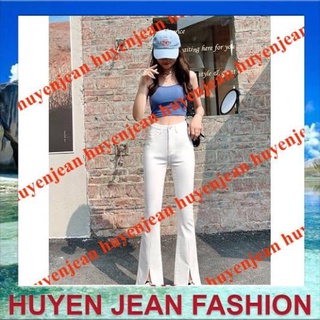Quần loe xẻ gấu trơn_cạp cao co giãn