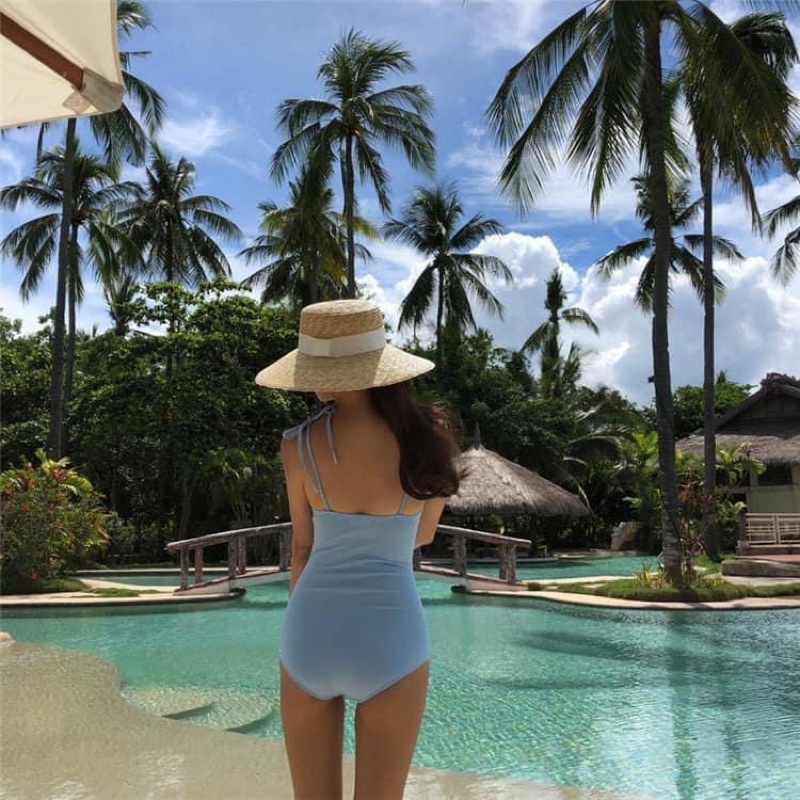 Bikini một mảnh xanh da trời , xanh lá ,swimsuit màu baby blue Hàn Quốc hot trend