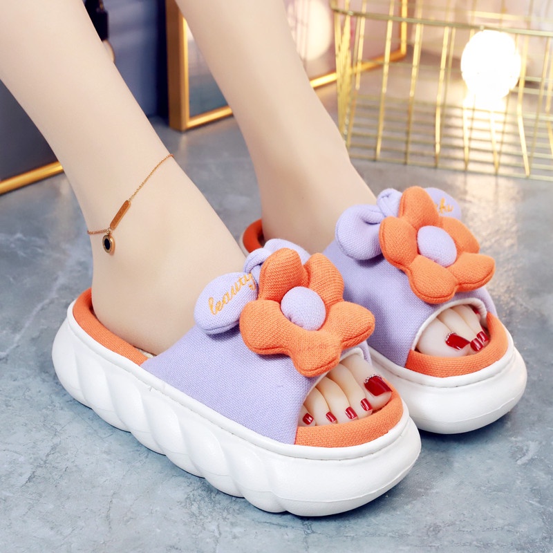 Dép bông xinh đế cao su dày mút êm nhẹ đi là đẹp