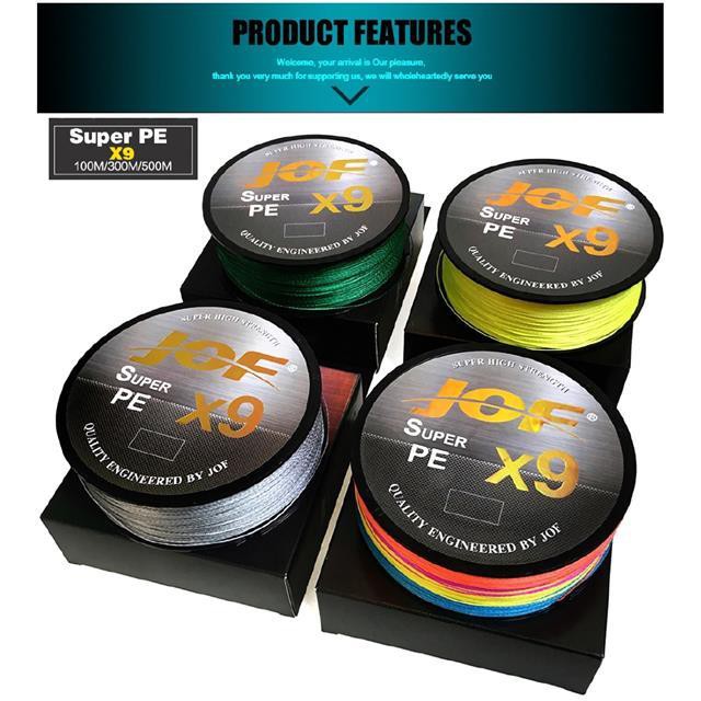 Cuộn Dây Câu Cá Bện 9 Sợi PE 20 24 35 40 LBSHINE JOF X9 SHINE JOF X9 100M