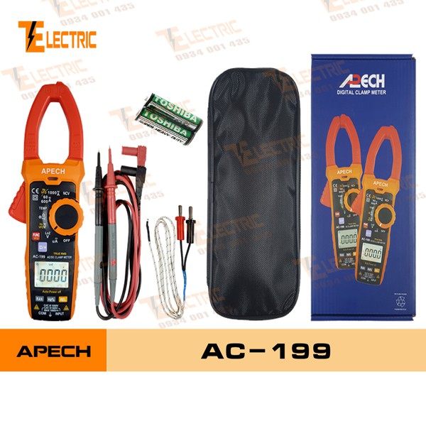 Apech AC - 199 Ampe Kìm Đo Điện Đo Tụ Đo Tần Số Đo Dòng Điện AC/DC 1000A APECH AC 199 (1000A AC/DC)