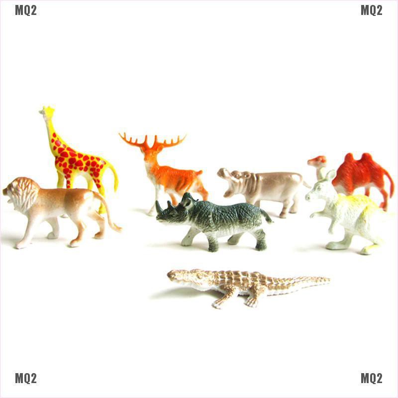 [MQ2]8PCS Plastic Zoo Animal Figure Tiger Leopard Hippo Giraffe Kids Animal Toys Gift