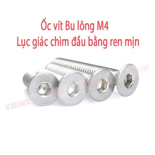 Ốc vít  inox 304  M4 đầu bằng  khắc lục giác chìm ren mịn