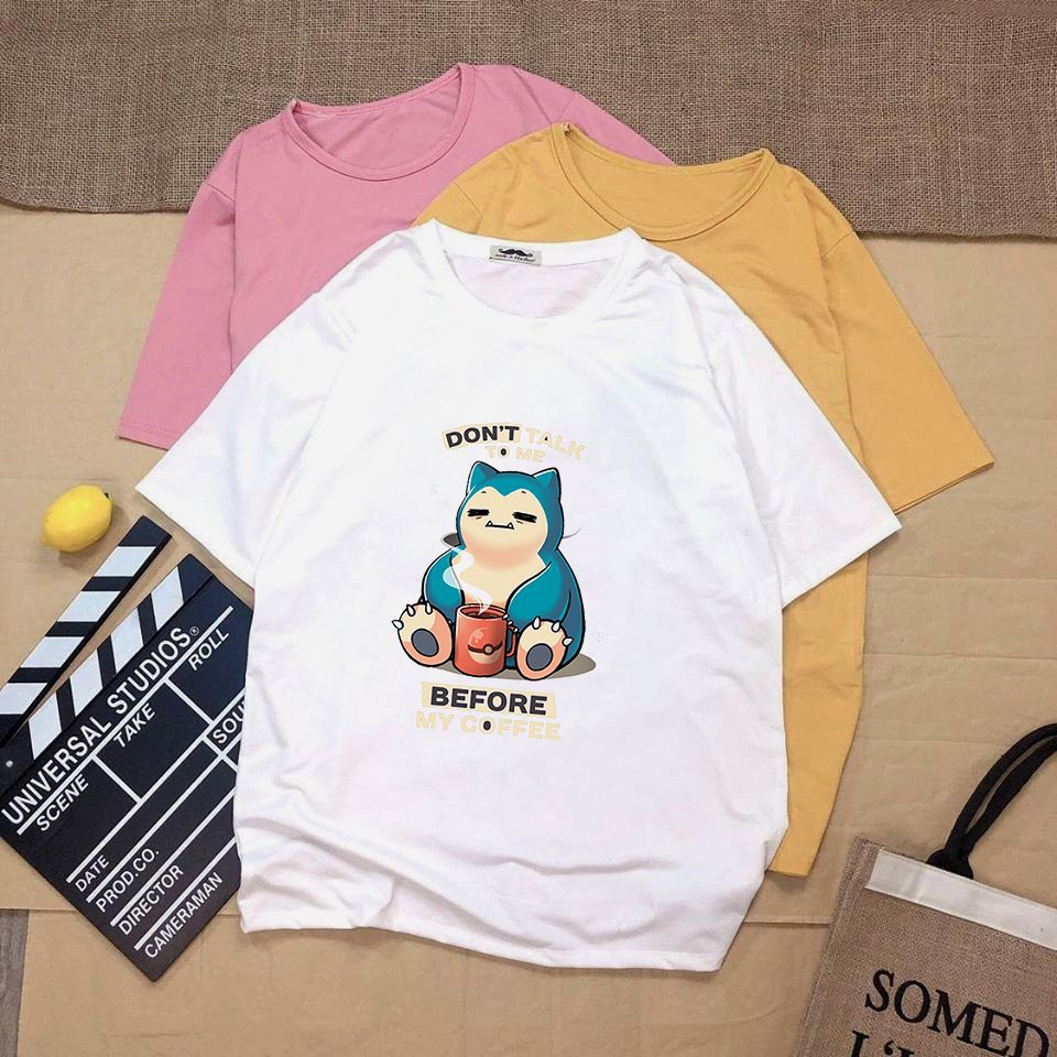 Áo thun tay lỡ unisex họa tiết hoạt hình vải dày mịn 20N1260