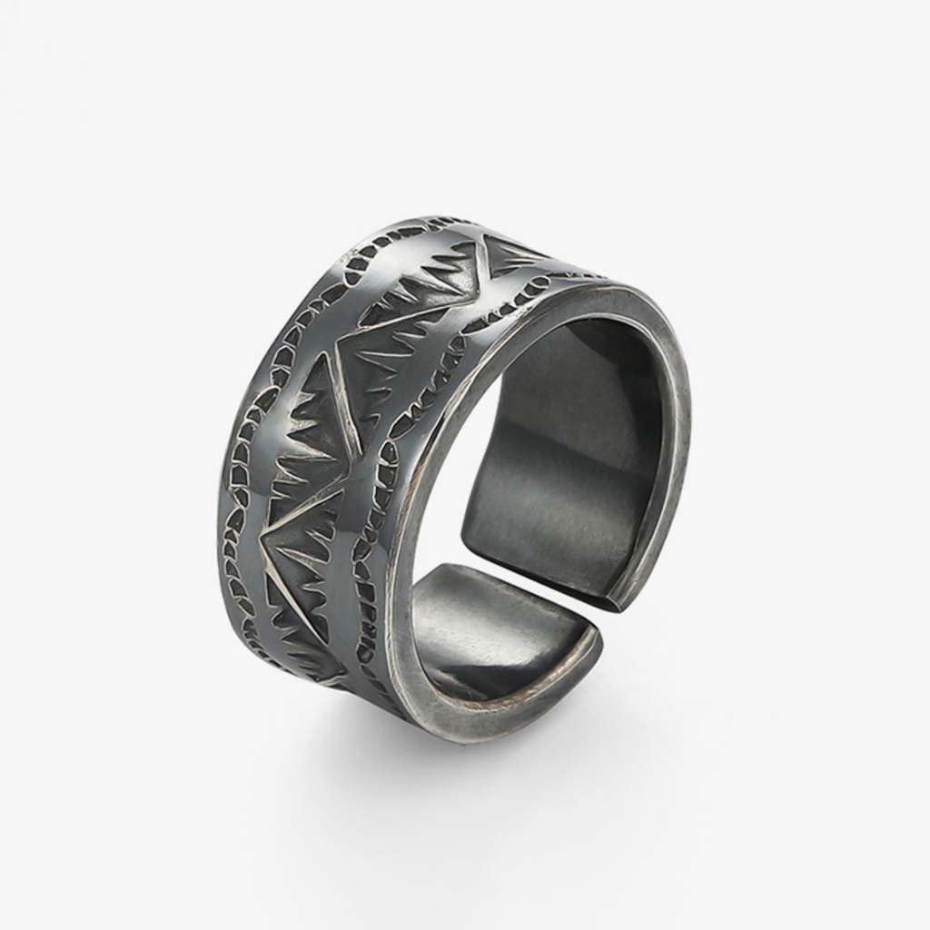 Nhẫn Nam Thiết kế ban đầu Mạ bạc Hoa văn Cổ điển Màu bạc Quà tặng Làm như cũ Làm bằng tay Nhẫn lớn NH-222