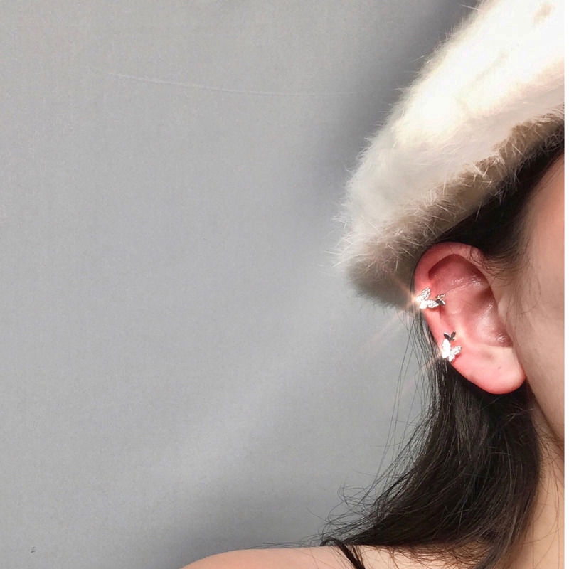 Hoa Tai Dáng Dài Hình Bướm Đính Đá Nhân Tạo Thời Trang