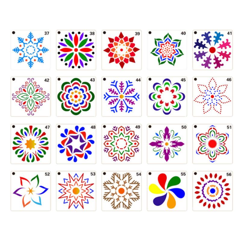 Set 36 / 56 Khuôn Họa Tiết Mandala Dùng Để Trang Trí Nội Thất / Xe Ô Tô