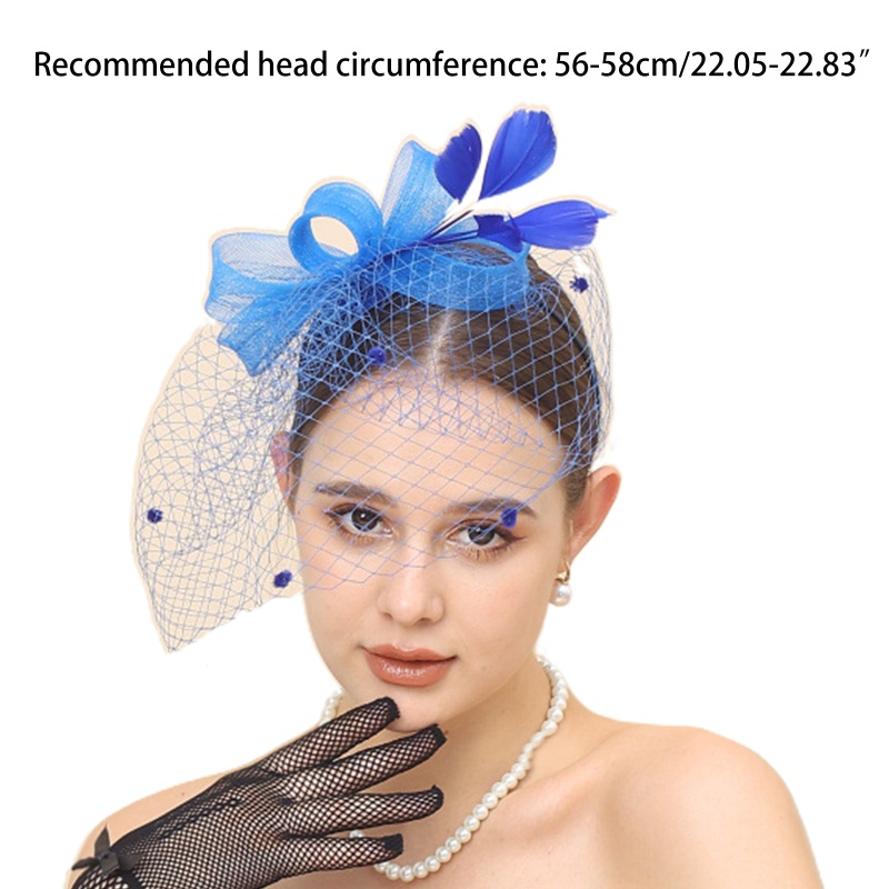 Băng Đô Cài Tóc Phối Lưới Đính Lông Vũ Dành Cho Cô Dâu