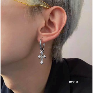 Khuyên tai nam Thánh giá Thập đính kim - Thép titan không gỉ có loại kẹp k xỏ -( 1 chiếc)