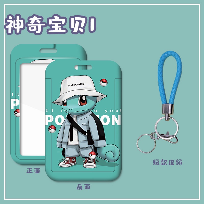 Bao Đựng Thẻ ID / Thẻ ID Hình Pokemon Dễ Thương Kèm Dây Đeo Tay / Móc Khóa Tiện Dụng Cho Học Sinh