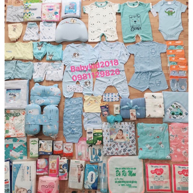 Combo đồ sơ sinh đầy đủ gói cao cấp bé trai