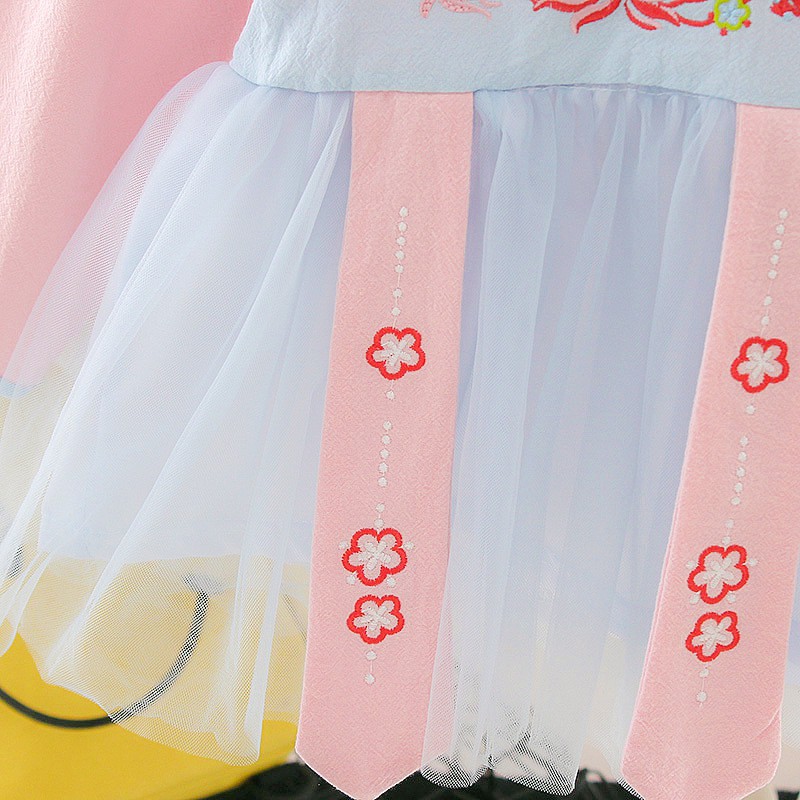 Váy thu đông cổ tàu thêu hoa sen bé gái size 7-15kg VT16