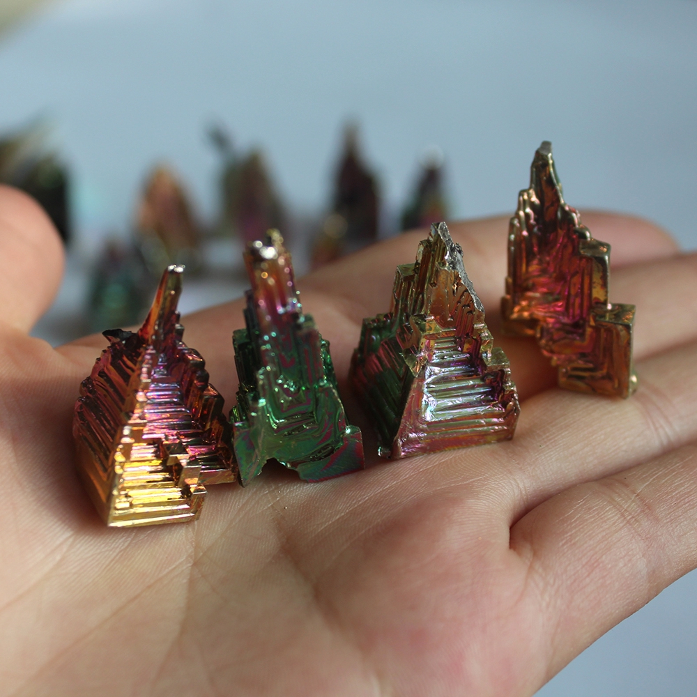 COZEE Irregular Shape Colorful Aura Rough Pyramid Fish Tank Decor Bonsai Ornament Bismuth Ore Cluster