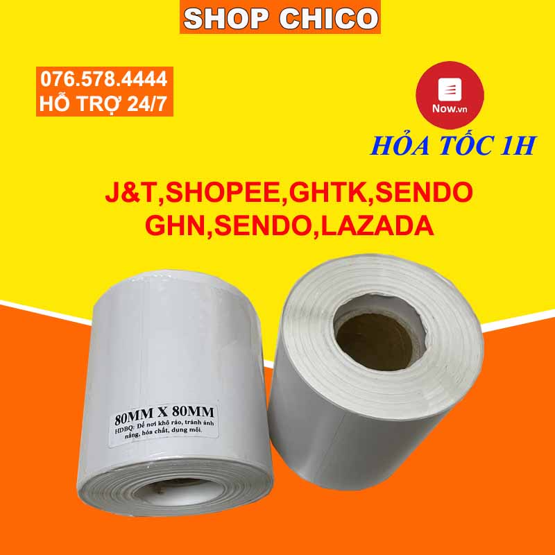 [ZẢ KHO] Giấy in tem nhiệt 80x80 mm  Decal Nhiệt chuyên cho vận chuyển, in đơn hàng