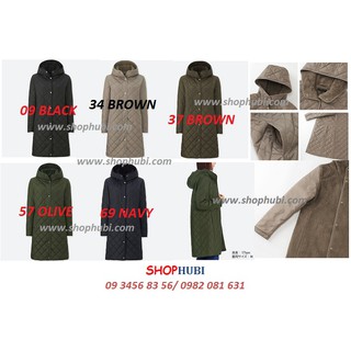 Áo khoác nữ chần trám lót lông cừu dáng dài UNIQLO Nhật 2017 - 2018