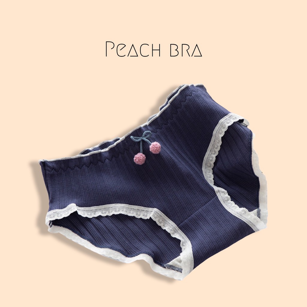 Quần lót cotton viền ren Peach bra đáng yêu ôm mông kháng khuẩn thấm hút tốt freesize đến 62kg | BigBuy360 - bigbuy360.vn