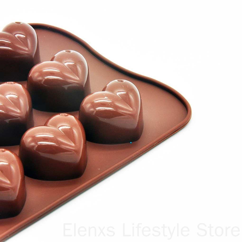 Khuôn silicone 15 ngăn hình trái tim 3D dùng làm bánh kẹo chuyên dụng