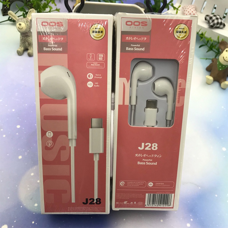 Tai nghe dây TYPE-C- J28, micro đàm thoại tiện lợi  Âm bass mạnh mẽ