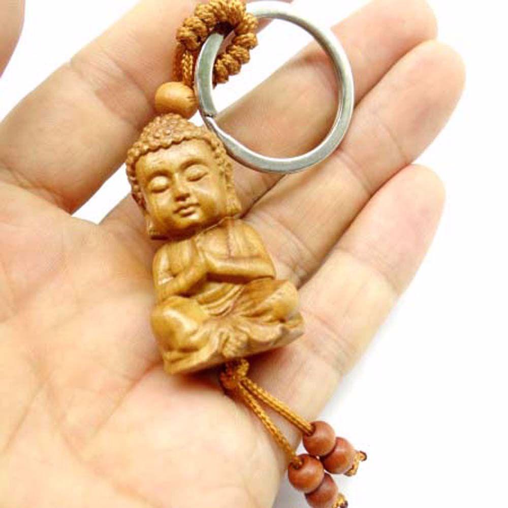 Móc Khóa MMLUCK Chạm Khắc Hình Phật Giáo Bằng Gỗ An Toàn