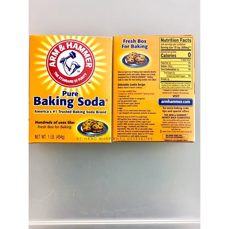 (Mẫu Mới 2020)Bột Baking Soda đa công dụng khử mùi, diệt khuẩn, tẩy rửa, làm bánh, chăm sóc da 454g