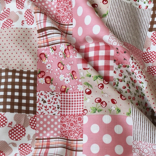 Thô lụa Hàn quốc họa tiết quilt vintage