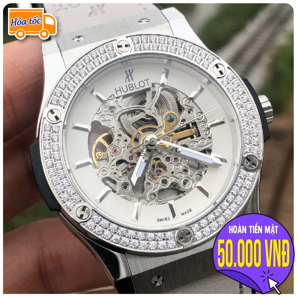 Đồng Hồ Nam HBL SKERATON Viền Đá, Cơ Lộ Máy Automatic Nhật, Chống Nước 5ATM [Bảo Hành 18 Tháng - 1 Đổi 1 Trong 15 Ngày]
