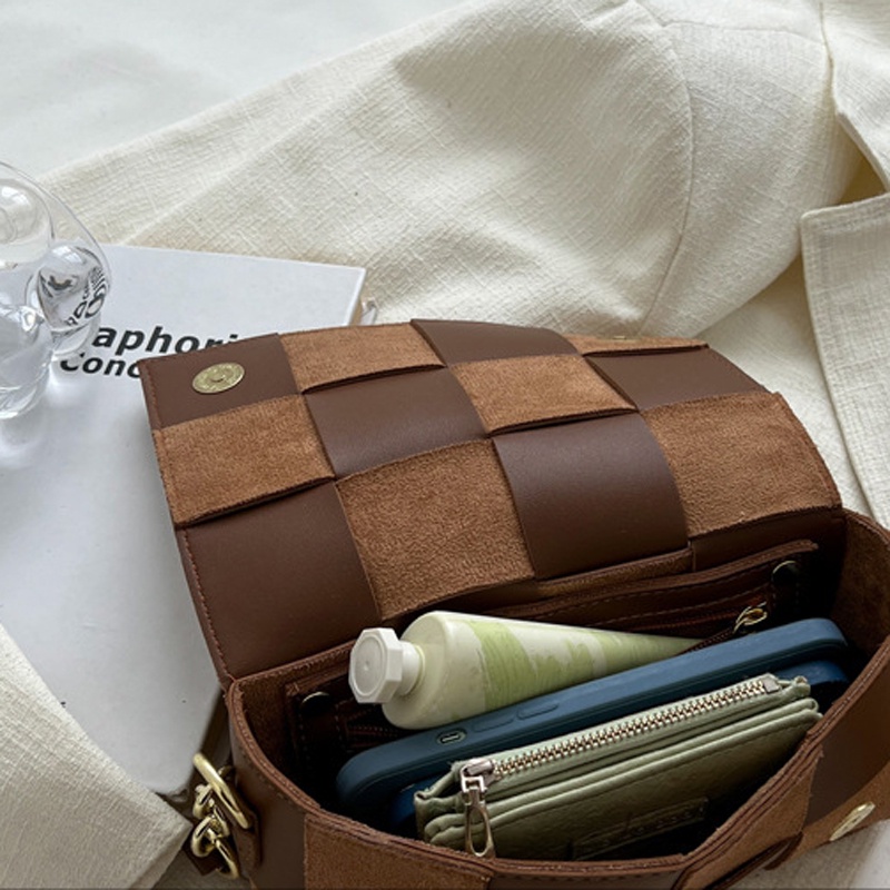 Túi đeo chéo IELGY kiểu chữ nhật nhỏ thiết kế đơn giản màu sắc tương phản cho nữ