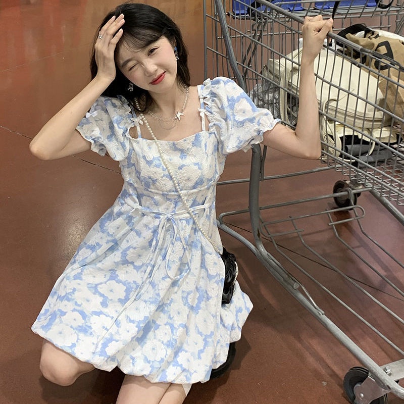Đầm Hoa Tay Phồng Thời Trang Hè Mới Đáng Yêu Dành Cho Nữ 2022