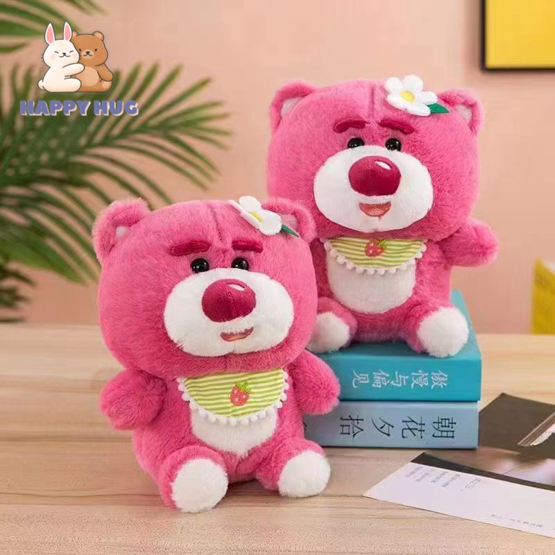 Thú nhồi bông Gấu Dâu Lotso đeo yếm đáng yêu, gấu bông size 35/45/55/65cm - Happy Hug