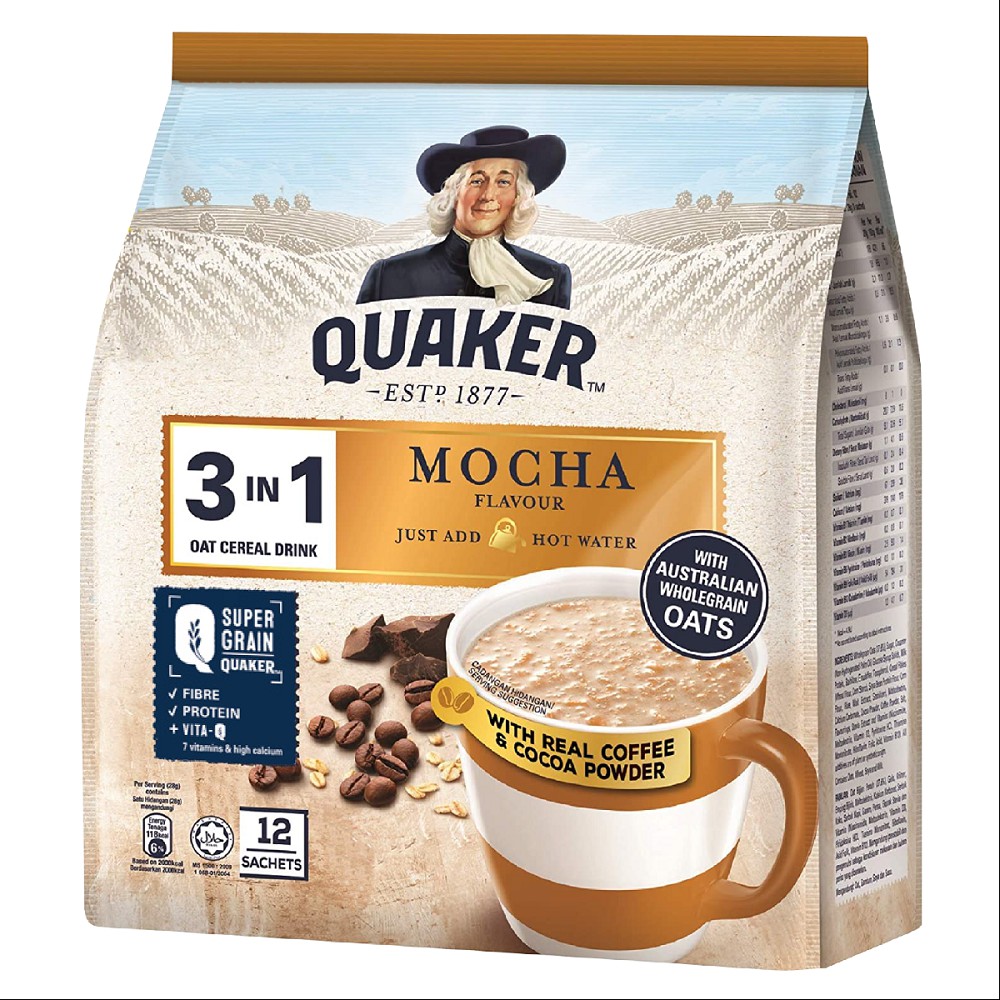 Combo Yến mạch Quaker Hũ 600g và Thức Uống Yến Mạch Quaker 3in1 Truyền Thống 420G, Mocha 336G