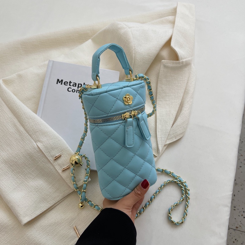 Túi Đeo Chéo Hình Trụ Phối Dây Xích Thiết Kế Mới 2022 Thời Trang Mùa Hè Cho Nữ