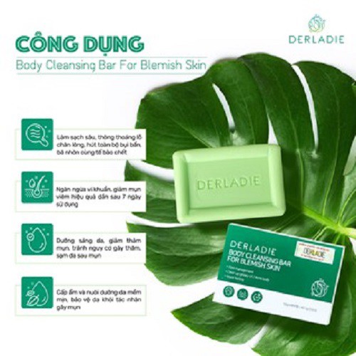 [Tặng túi tạo bọt] Xà Phòng Giảm Mụn Cơ Thể Sau 7 Ngày Derladie Body Cleansing Bar For Blemish Skin 50g