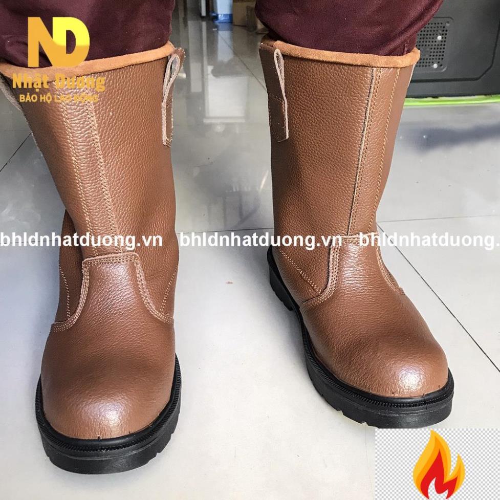 Ủng bảo hộ lao động nam Usafety đế chống đinh mũi chống dập ngón, Ủng da hàn dùng hàn xì -HK8%